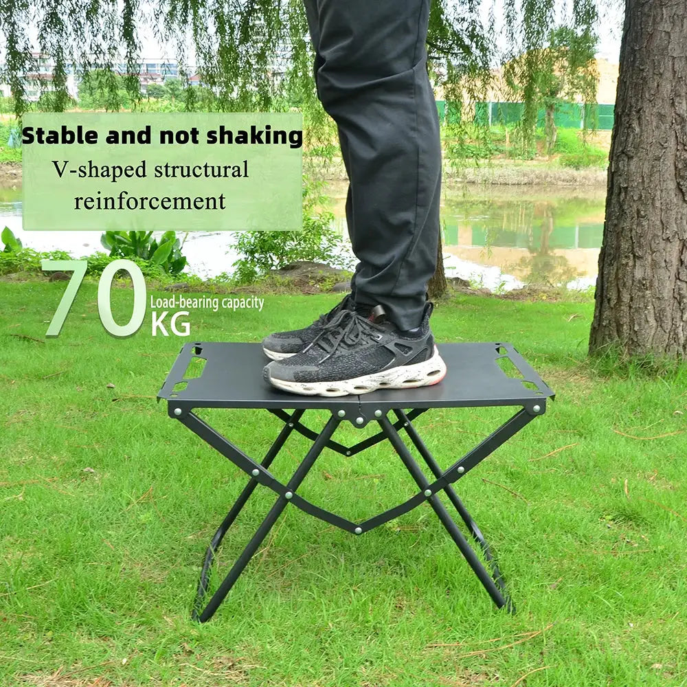 Resistland IGT Portable Outdoor Folding Table for Beach Picnic Camping Carbon Steel Foldable Edge With Hooks