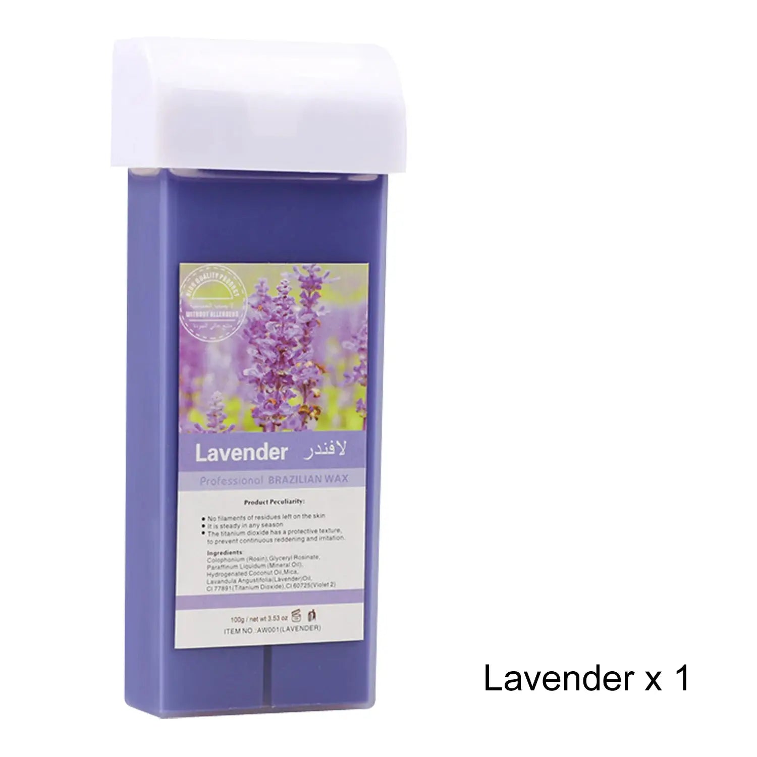 Simples Market lavender roll-on wax refill in a purple bottle with a white cap