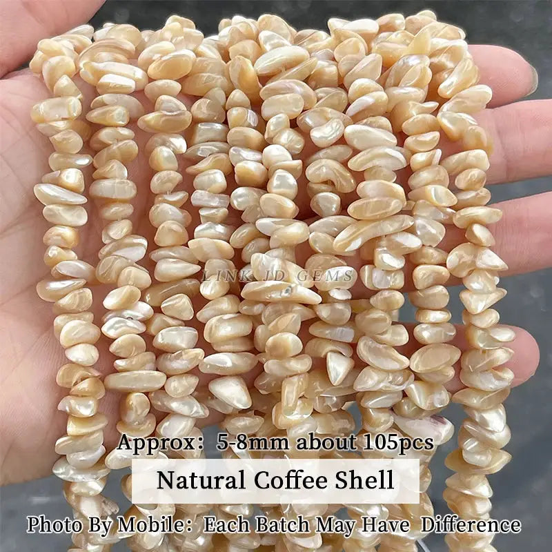 Natural coffee shell beads, irregular smooth chips, 5-8mm, about 105pcs, for jewelry making by Simples Market