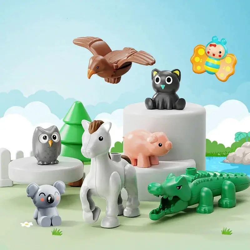 Big Building Blocks Zoo Animals Set Compatible Large Bricks For Kids Fun Assembly Toys Party Gift