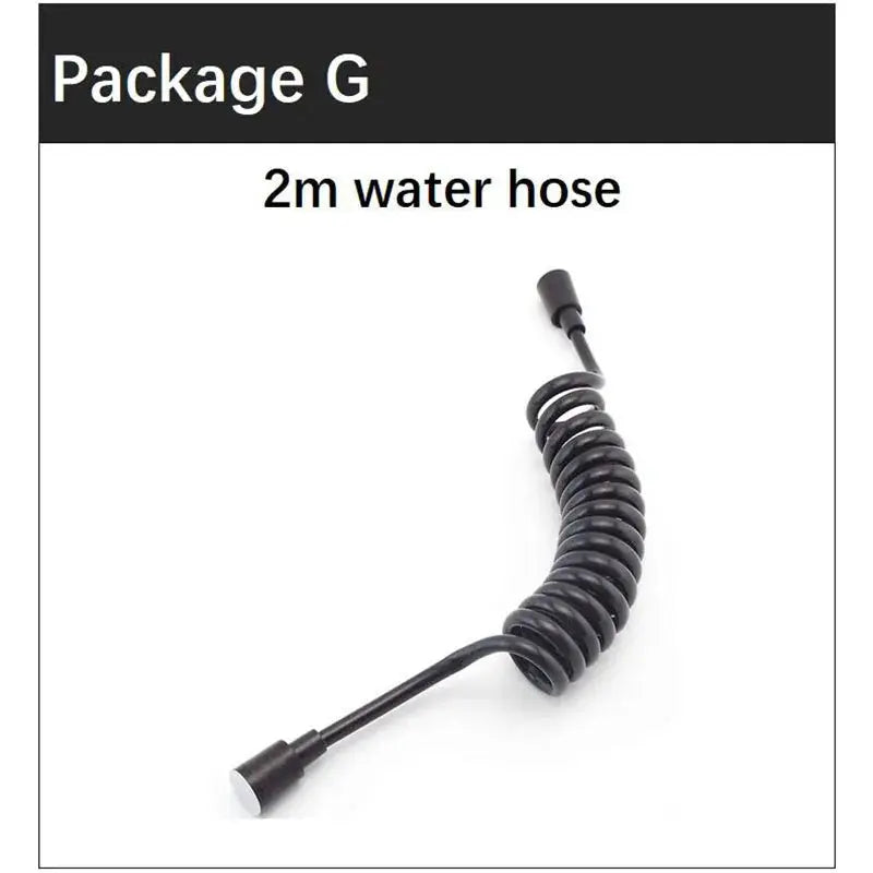 Handheld black bidet spray hose, 2m coiled water hose with spray head
