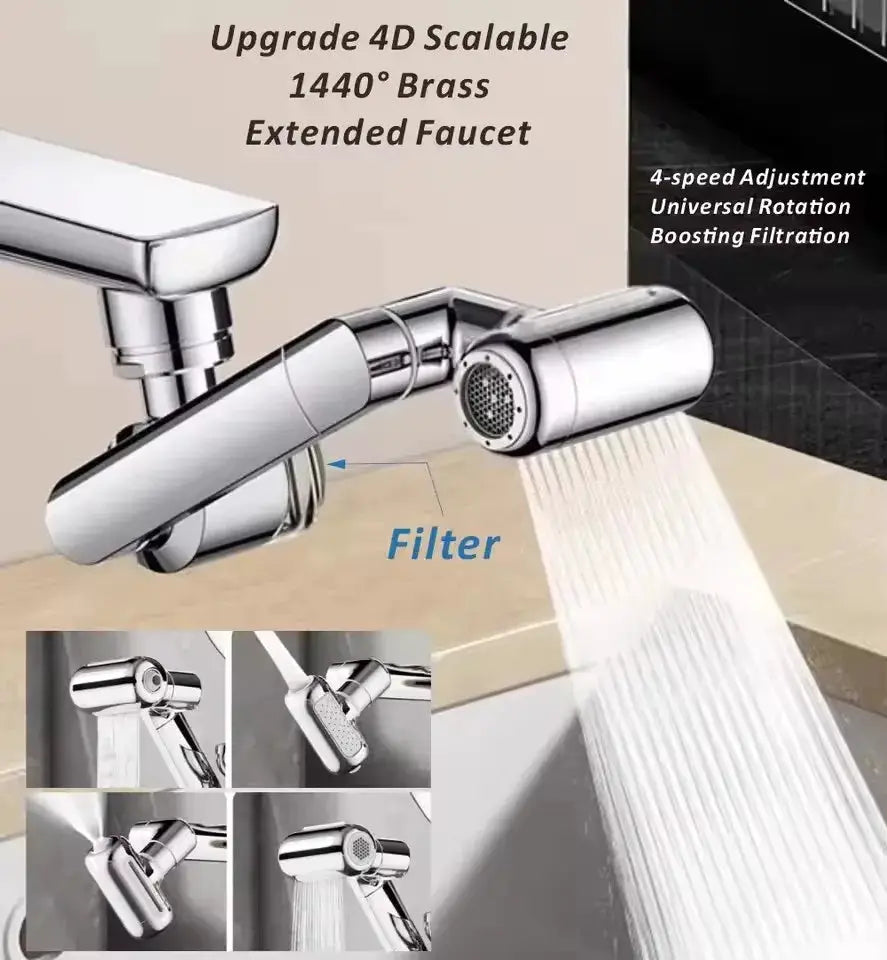 Brass filtered water faucet extender by Simples Market with 4 modes and 1440° rotation