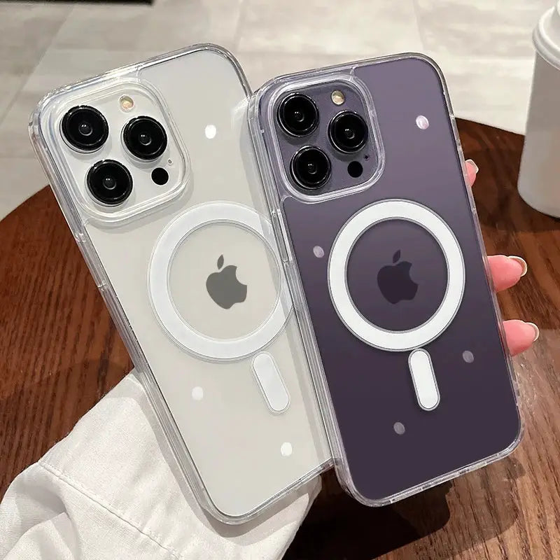 Magesafe Transparent MagSafe Compatible Case For iPhone 11 To 17 Pro Max Wireless Charging Shockproof Cover