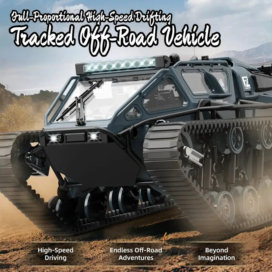 JJRC C8812 LED Light Full Scale Tracked Tank Simulation Model Toy RC Car Drift Remote Control Off Road Vehicle