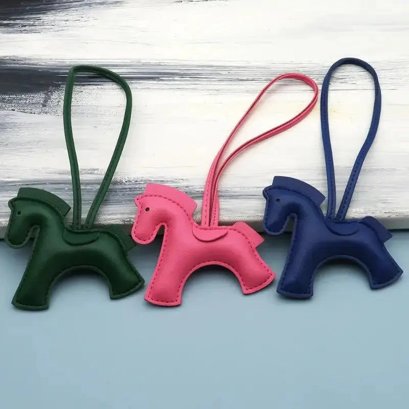 Premium PU Leather Pony Embellishment Car Keychain Multicolor Horse Design For Bags Keys Gift Birthday