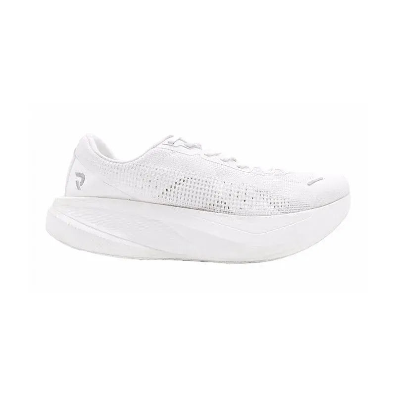 Men's white running sneaker with breathable mesh upper and chunky platform sole