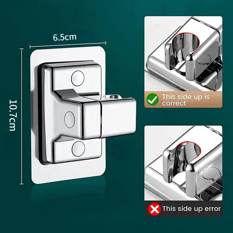 Simples Market universal shower head holder; chrome, wall-mounted adjustable bracket with self-adhesive base