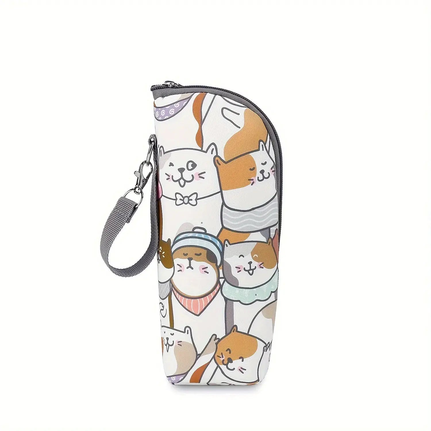Cute Animal Print Insulated Bottle Bag and Portable Zippered Diaper Bag for Travel and Daily Use