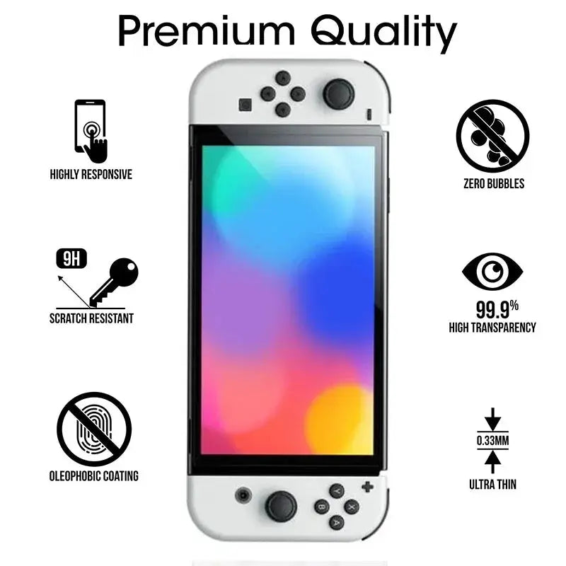 ShieldTech Two Pack Switch Tempered Glass Screen Protectors Ultra Clear 0.3mm For Nintendo Switch OLED Lite NS