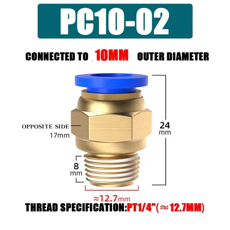 Pneumatic Fitting Air Connector Set PC4 PC6 PC8 PC10 PC12 Quick Connectors For 4 6 8 10 12 Mm Hose Fittings Inch Thread