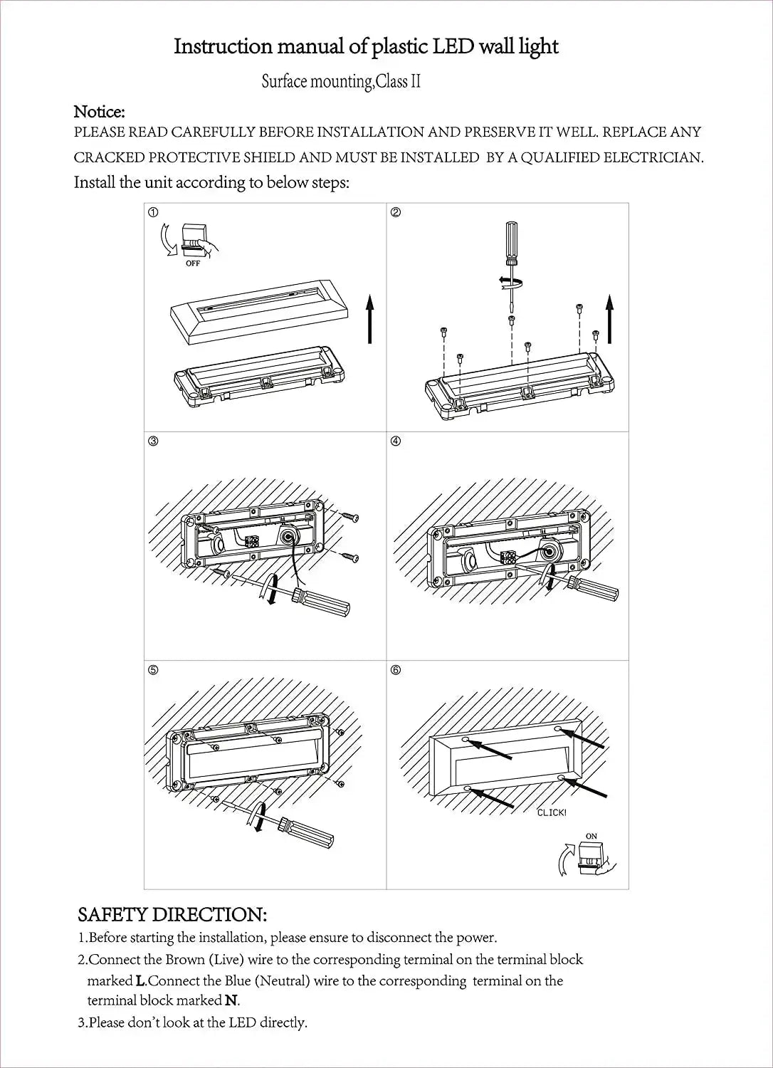 Surface-mounted LED stair-step light by Simples Market; 6W waterproof alloy wall lamp for porch, stairs, garden