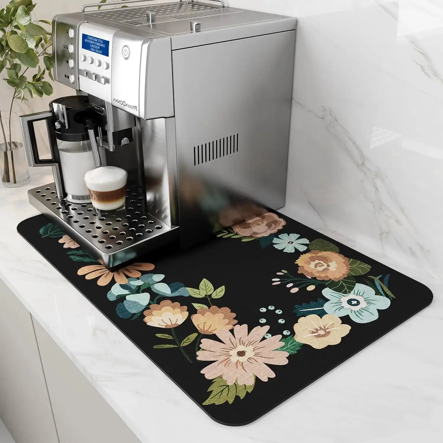 Coffee Machine Mat With Rubber Backing Water Absorbent Dish Drying Pad For Kitchen Worktop Drainage And Home Decor