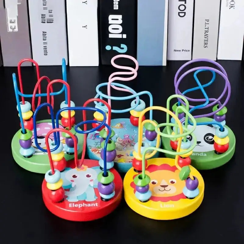 Colorful Wooden Roller Coaster Bead Maze Educational Circle Toy for Preschool Learning and Fine Motor Skills