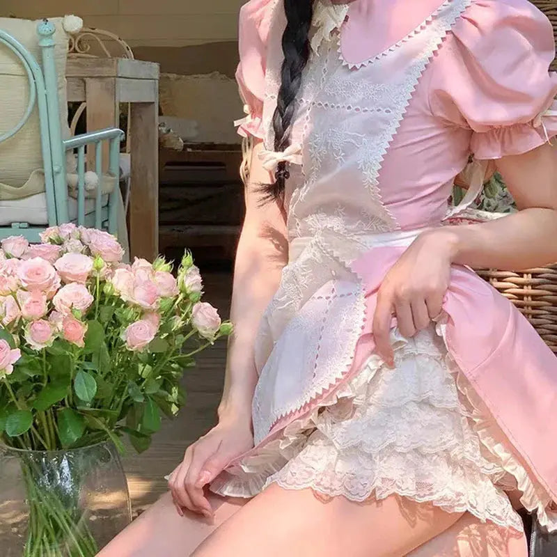LaceEase Lace Safety Shorts For Women Breathable Elastic Waist Floral Loose Hem Design For Home Wear