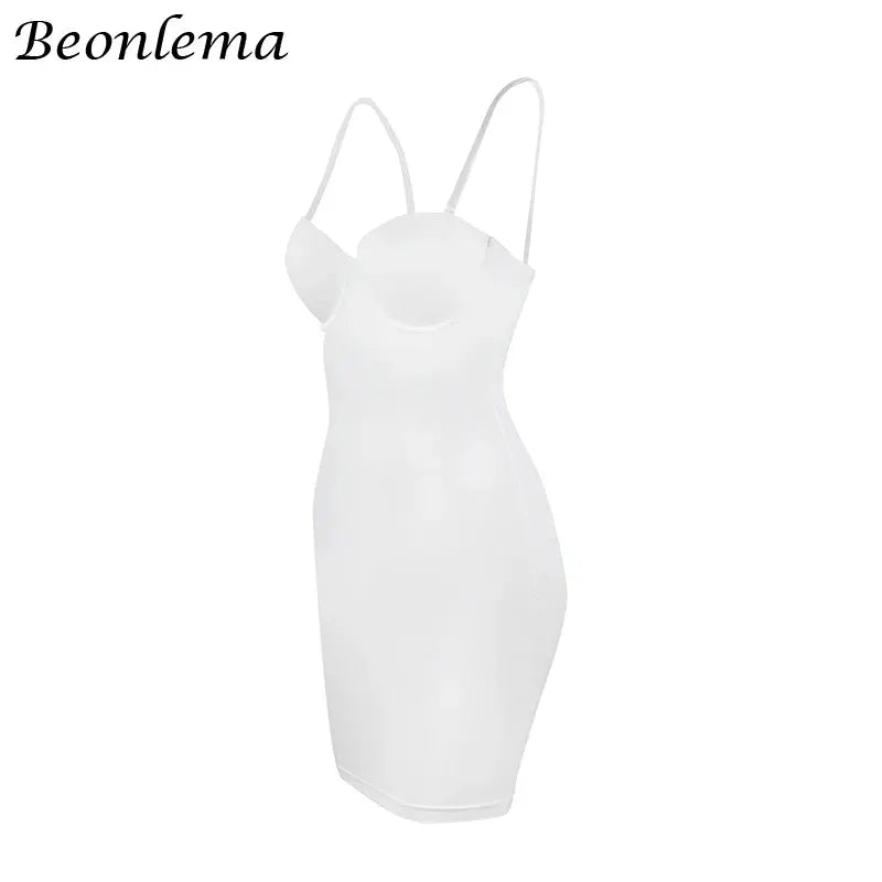 Backless Short Bodycon Dress With Skinny Straps Solid Color For Summer