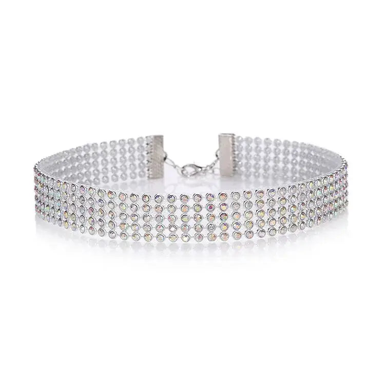 Top Quality Rhinestone Choker Necklace Shiny Punk Hip Hop Style For Women Party Gift Korean Jewelry
