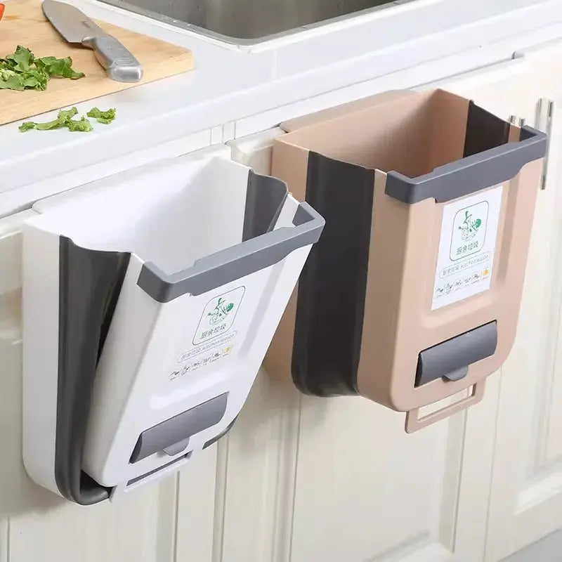 Folding Trash Can Kitchen Wall Mounted And Cabinet Door Mounted Space Saving Trash Bin For Kitchen And Vehicle