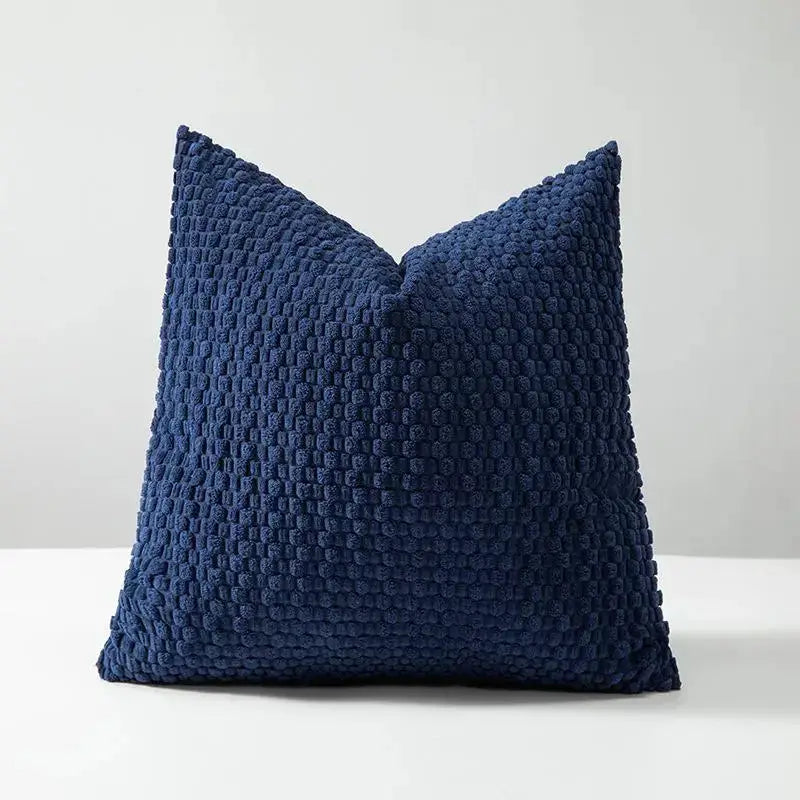 Soft velvet double-sided cushion cover in navy blue by Simples Market for sofa, backrest or bedside.
