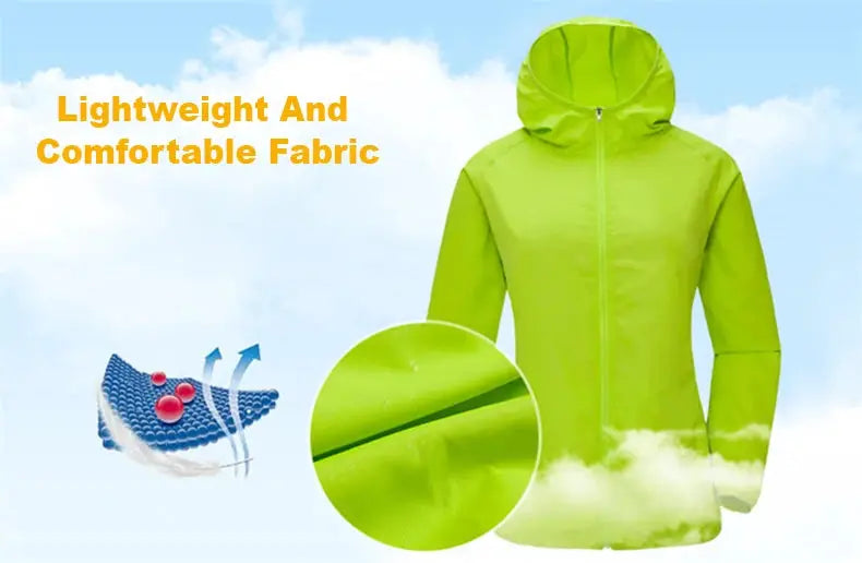 JNLN Unisex Hiking Jacket lime green waterproof windbreaker by Simples Market