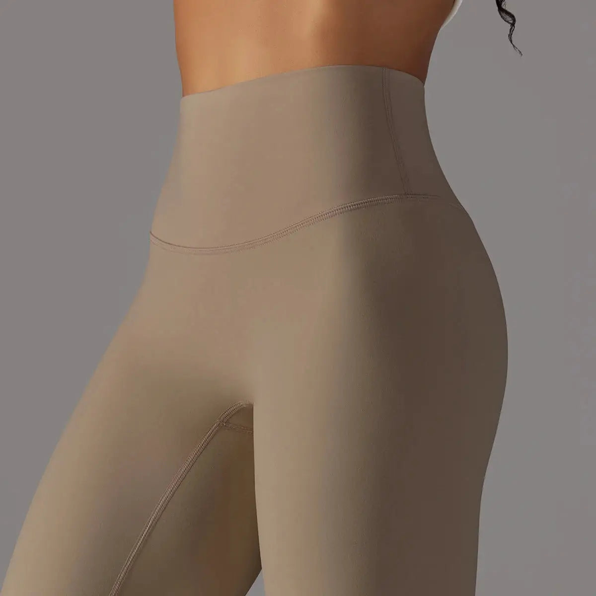 Simples Market high-waist nude-feeling leggings for women; beige athletic yoga/fitness tights.