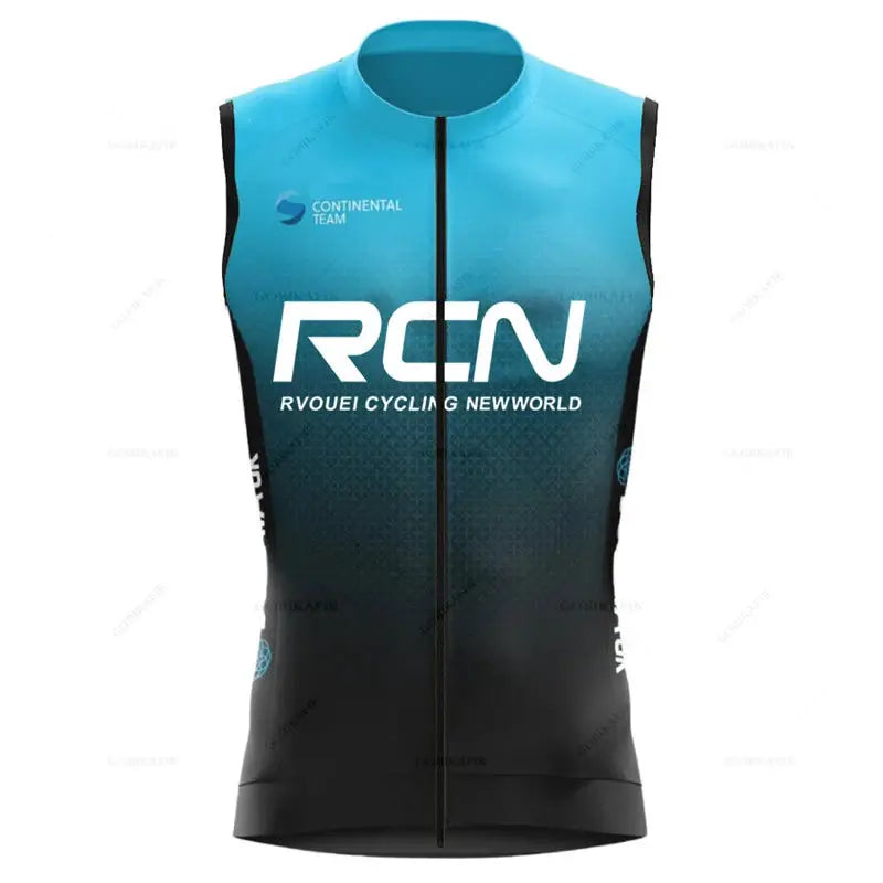 Rvouei cycling sleeveless jersey vest by Simples Market in blue-black gradient with front zipper