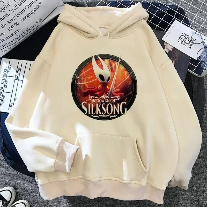 Hollow Knight Hoodie Grunge Y2K Aesthetic Cartoon Graphic Pullover For Autumn And Winter Wear