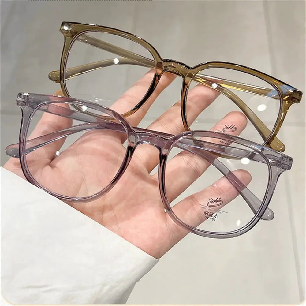 Korean Retro Square Glasses Ultra Light Transparent Frame Eyewear Anti Blue Light For Unisex