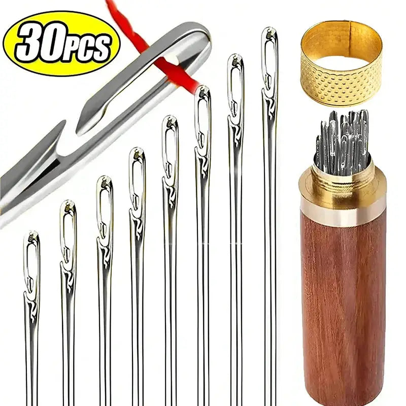 Side Hole Blind Sewing Needles Stainless Steel Self Threading Hand Sewing Pins For DIY Home Crafts Elderly Friendly
