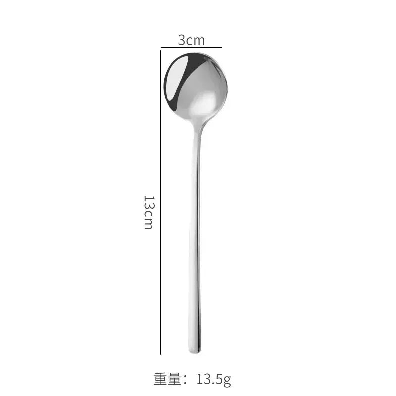 Cute Long Handle Stainless Steel Gold Finish Coffee Dessert Ice Cream Spoons Kitchen Tableware Set for Wedding