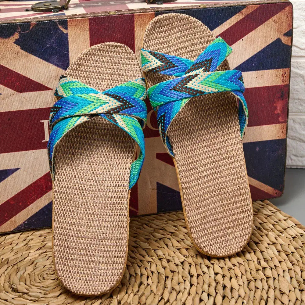 Hemp Haven Womens Indoor Slippers Breathable Lightweight Hemp Upper Summer Comfort Home Shoes