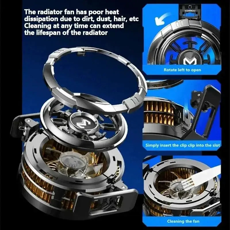 Universal mobile phone cooler CX08 2-in-1 semiconductor fan with magnetic back clip by Simples Market