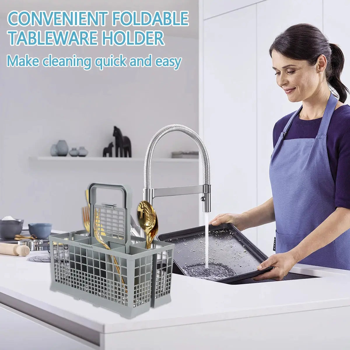 Multifunctional Dishwasher Basket Universal Foldable Cutlery Holder For Knife And Fork Storage