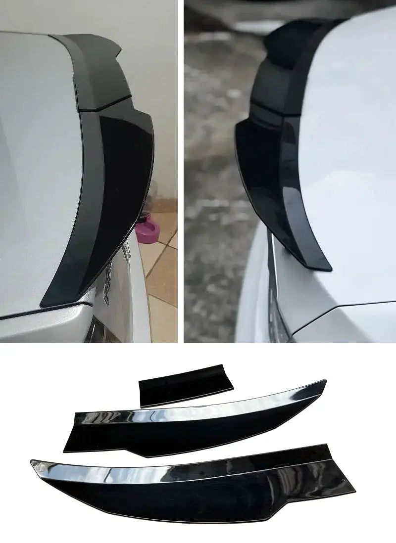 Simples Market 3-piece black rear spoiler set for sedans; universal 117–127cm, adjustable DIY install