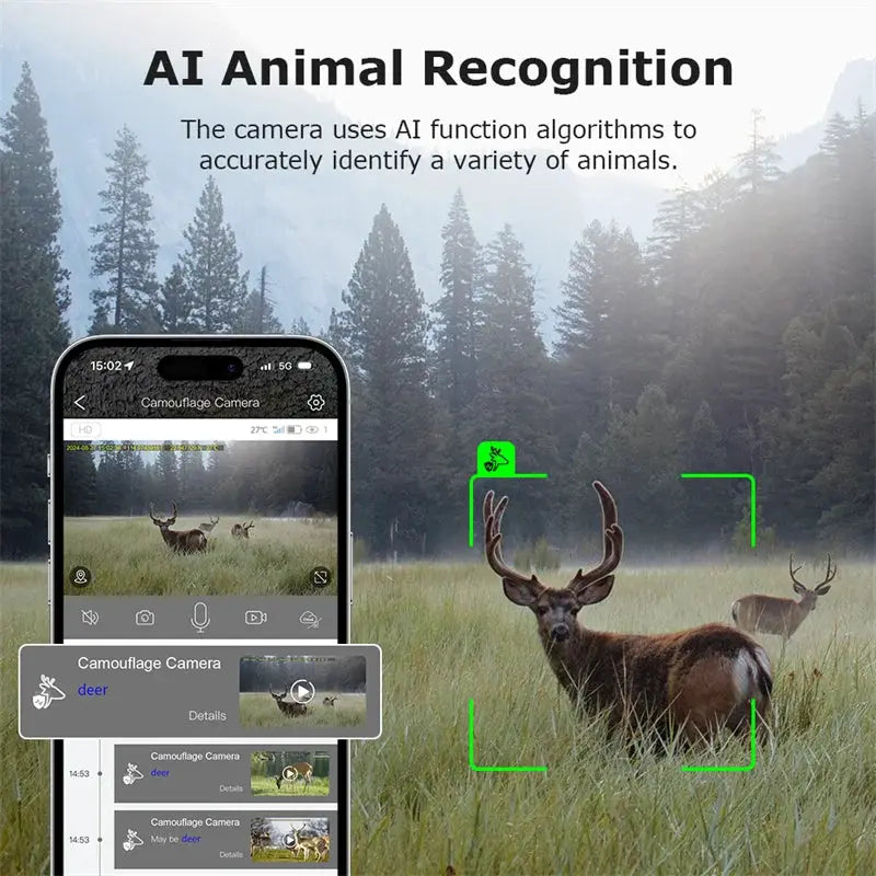 INQMEGA4G trail camera, Simples Market, 2K/5MP PIR motion-activated with night vision, solar powered, IP66 camo