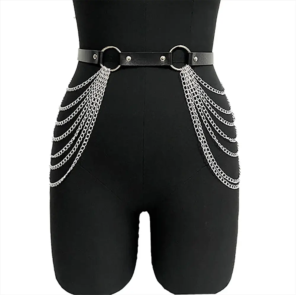 VelvetKink Chest Harness Synthetic Leather Lingerie Bodysuit With Suspender Garter Belt For Mature Fetish Play