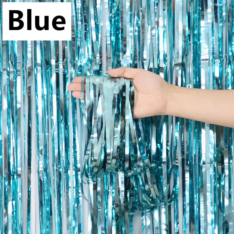 New 4 2 1 Pack Party Backdrop Metallic Foil Fringe Tinsel Curtain For Birthday Wedding Baby Shower