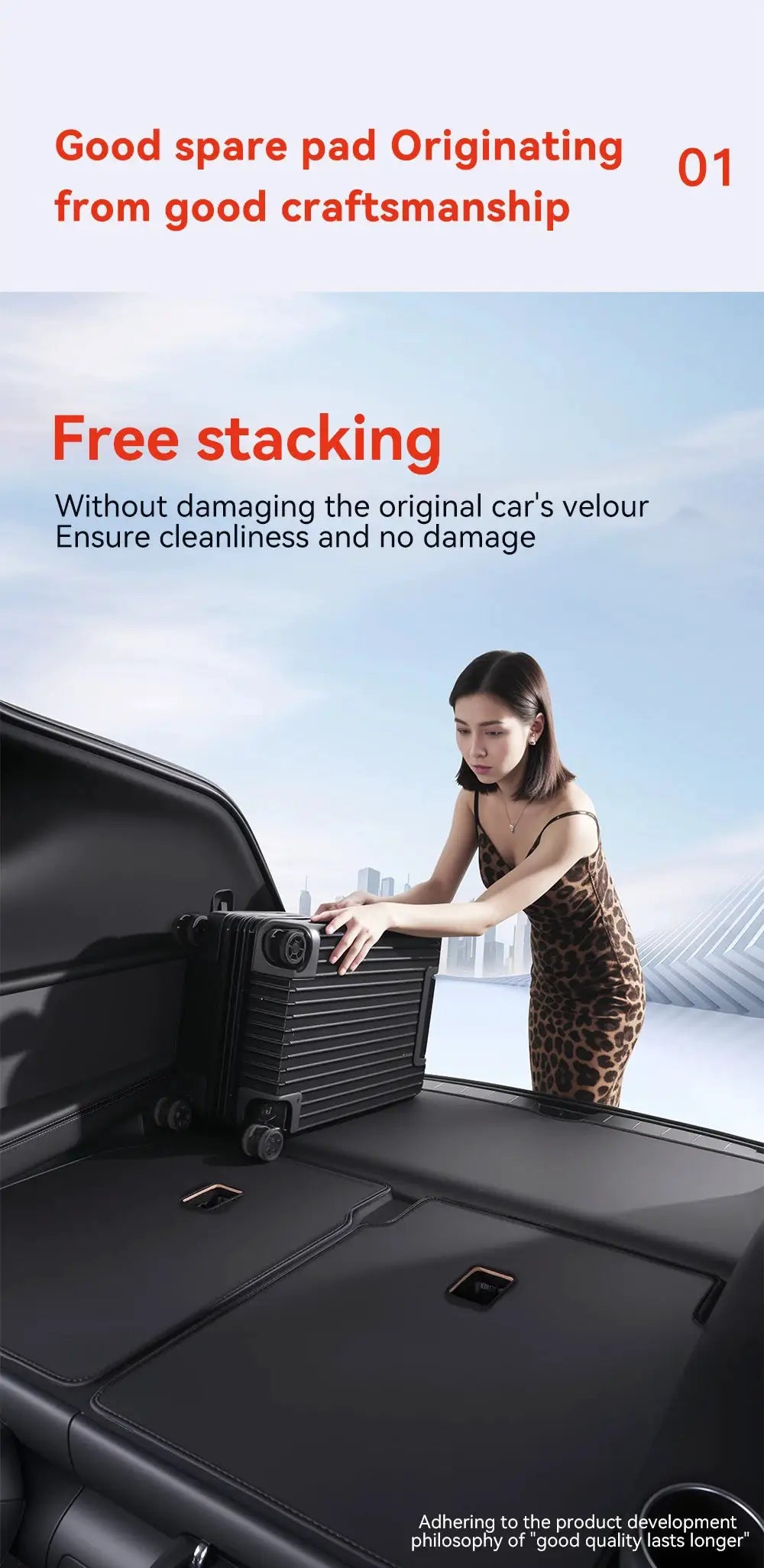 Trunk liner for Tesla Model YL, black Nappa leather all-weather full-coverage mat by Simples Market