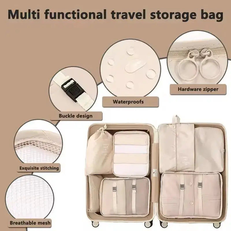 EcoVoyage Travel Storage Bag Set 7 8 9 Piece Eco Friendly Compression Packing Cubes For Clothes Shoes Toiletries