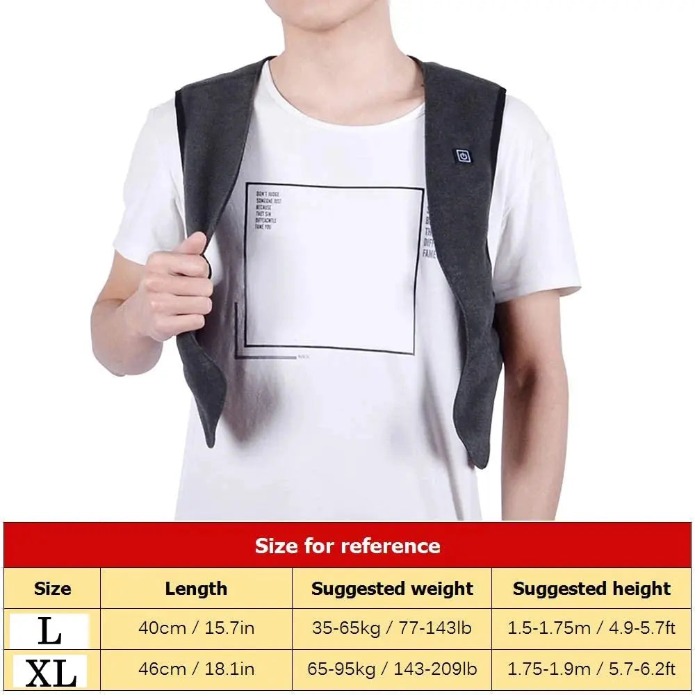 Men's heated vest, dark grey graphene USB-powered padded vest