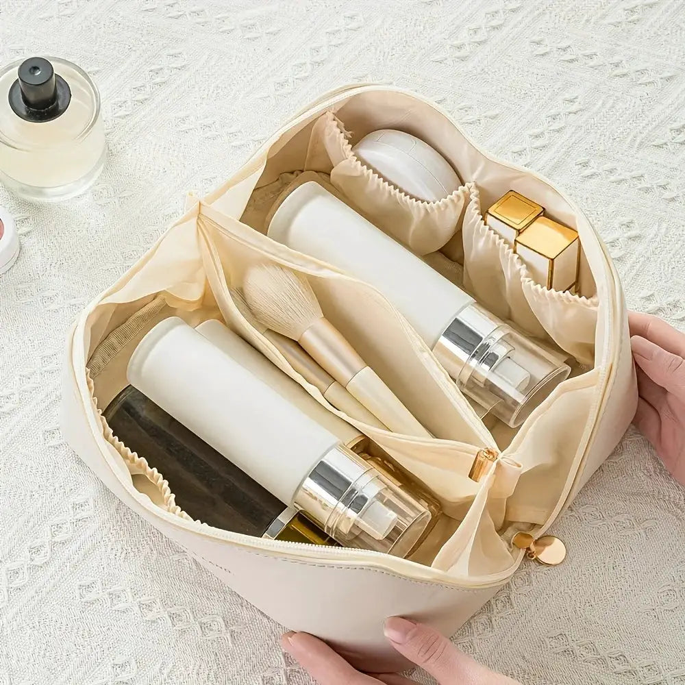 Luxora Makeup Organizer Premium PU Leather Travel Cosmetic Bag With Large Interior For Easy Access And Secure Storage