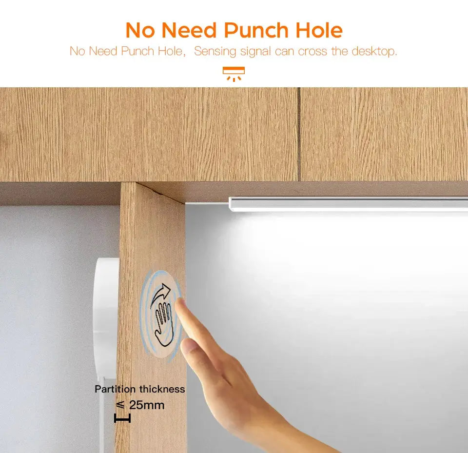 Wood finish under-cabinet LED light with motion sensor, touch switch, dimmable kitchen bar lamp