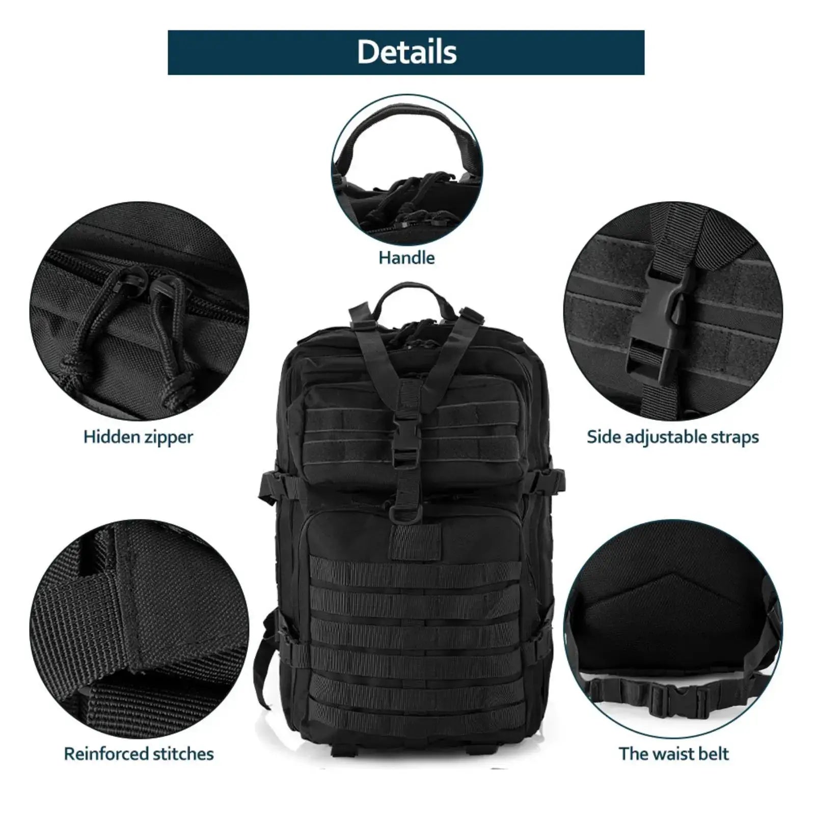TrailMaster Tactical Backpack 25L 50L Waterproof Nylon For Outdoor Trekking Hiking Fishing Hunting Camping