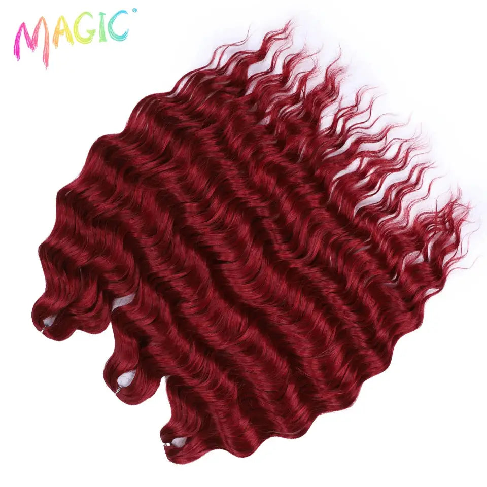 Anna Synthetic Hair Extensions 24in water-wave burgundy red