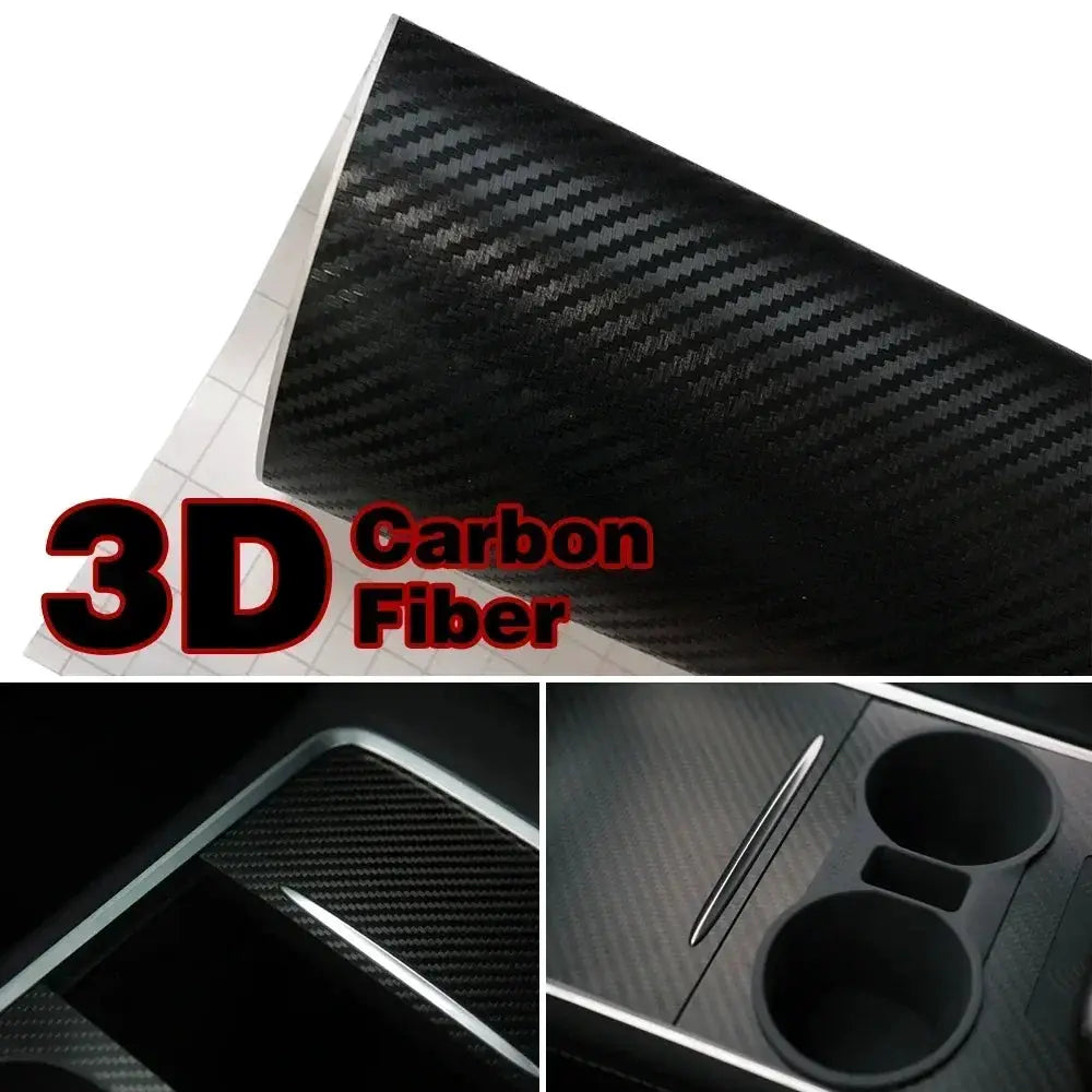 Carbon fiber wrap vinyl sheet by Simples Market in glossy black, waterproof car/motorcycle adhesive wrap