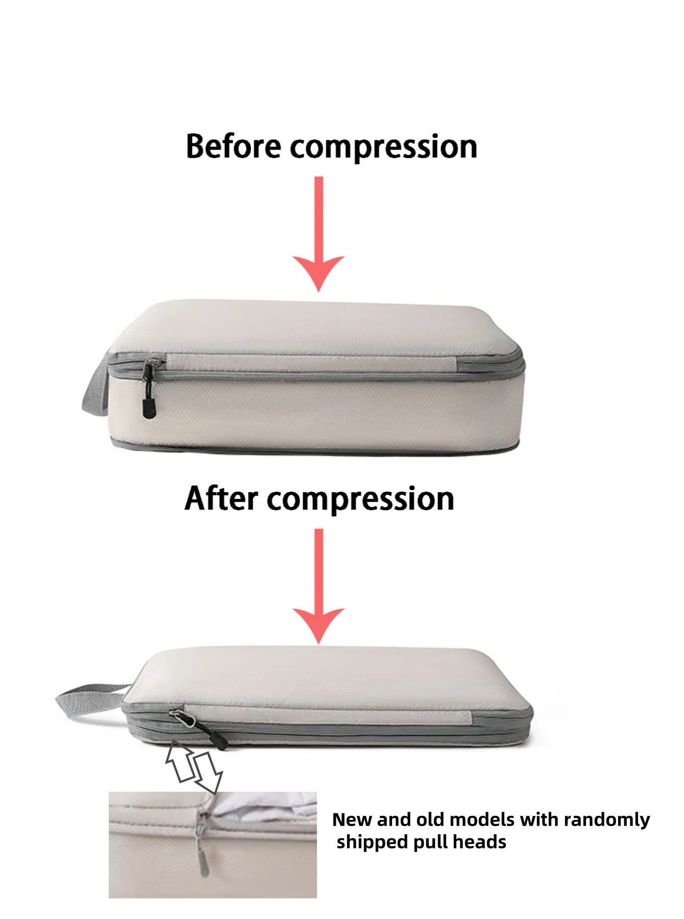 4-piece packing cubes set by Simples Market; beige waterproof compressible travel clothes organizers.