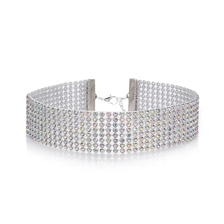 Top Quality Rhinestone Choker Necklace Shiny Punk Hip Hop Style For Women Party Gift Korean Jewelry