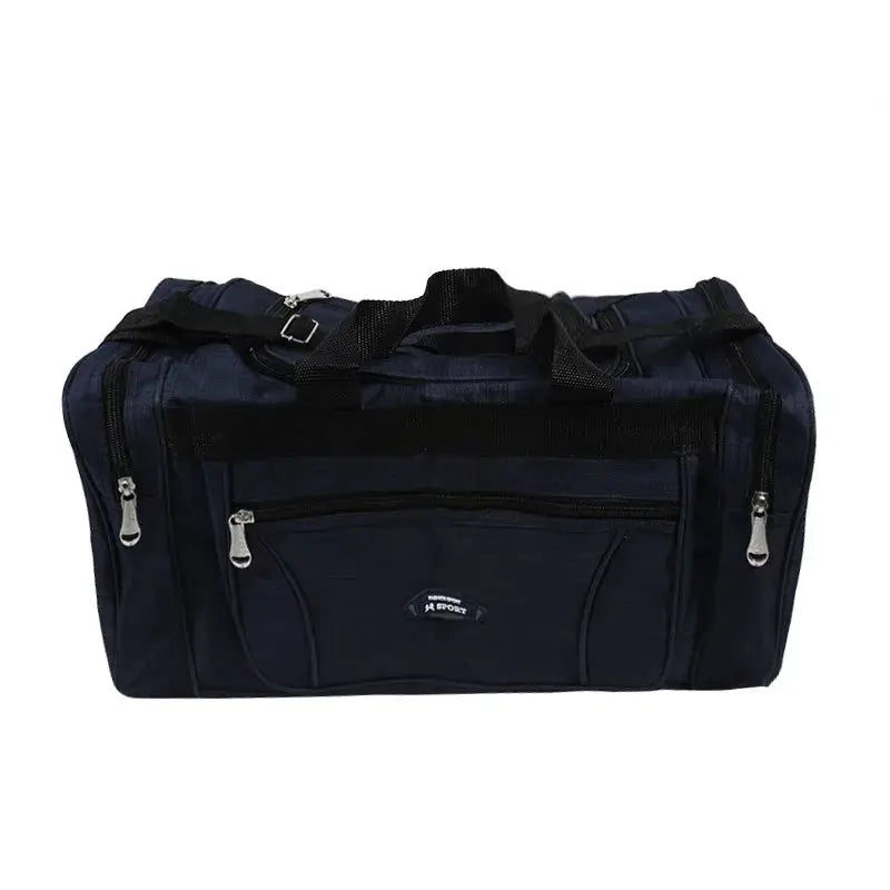 Oxford waterproof duffle bag by Simples Market, navy blue travel bag with front zipper pockets and carry handles