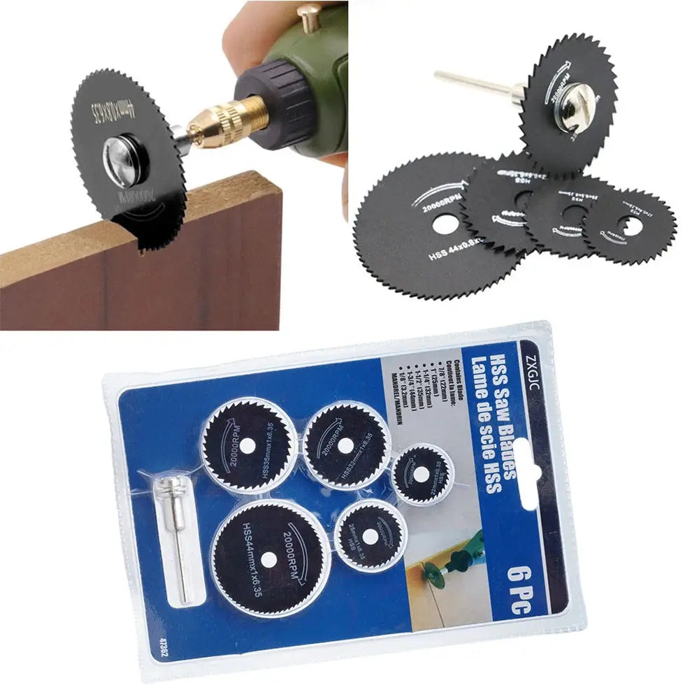 6 Piece Woodworking And Metal Cutting Blade Set For Drill Circular Saw And Grinder High Speed Steel