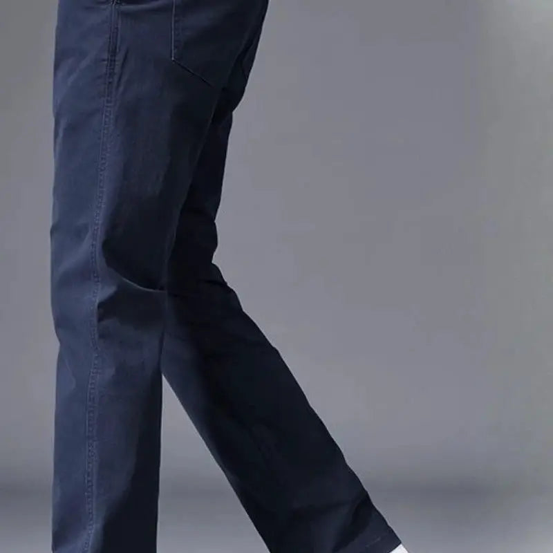 Men's navy cotton pants with straight leg and elastic waist by Simples Market