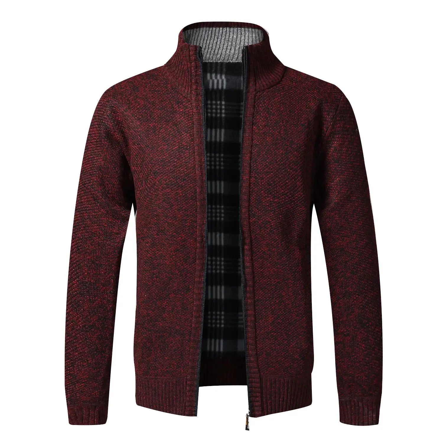 Autumn Winter Warm Cardigan For Men Fleece Full Zip Jacket Slim Fit Luxury Knitted Sweater Coat American Jersey